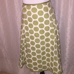 Boden Green Polka Dot A-Line Skirt